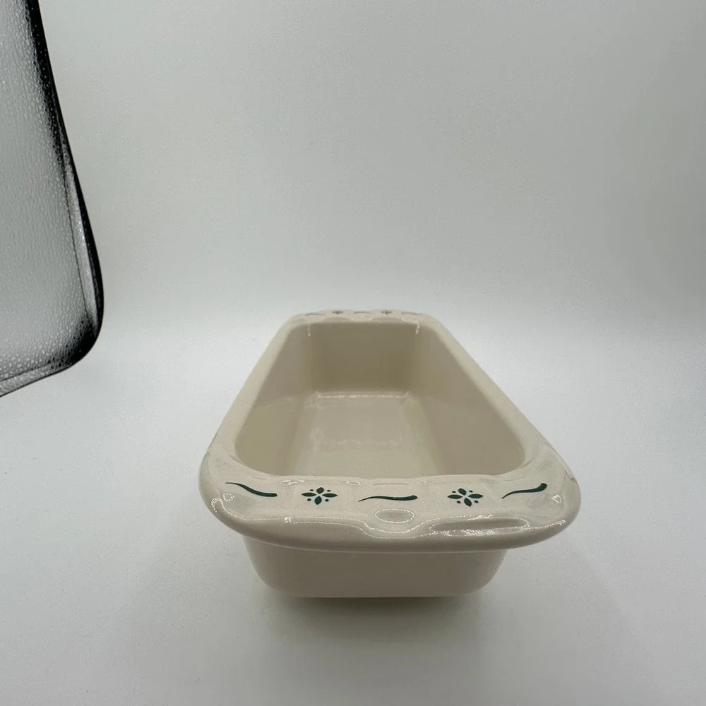 Longaberger Woven Traditions Butter Dish and 1 Pint Loaf Pan Set Ivory USA Made